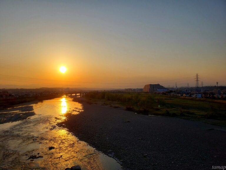 多摩川の夕陽